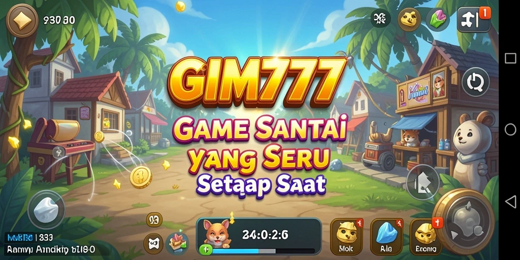 Tampilan gameplay GIM777 dengan desain yang ceria dan menyenangkan.