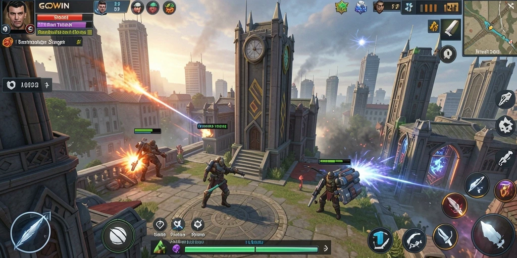Screenshot GOWIN menampilkan aksi permainan Tower Defense yang menegangkan.