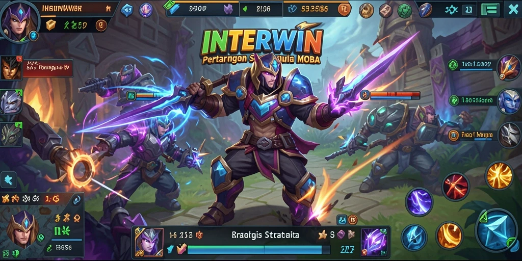 Tampilan seru gameplay <strong>INTERWIN</strong> pada pertempuran MOBA.