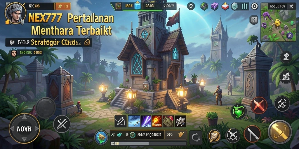 Screenshot gameplay menunjukkan pertahanan menara yang strategis dan intens.